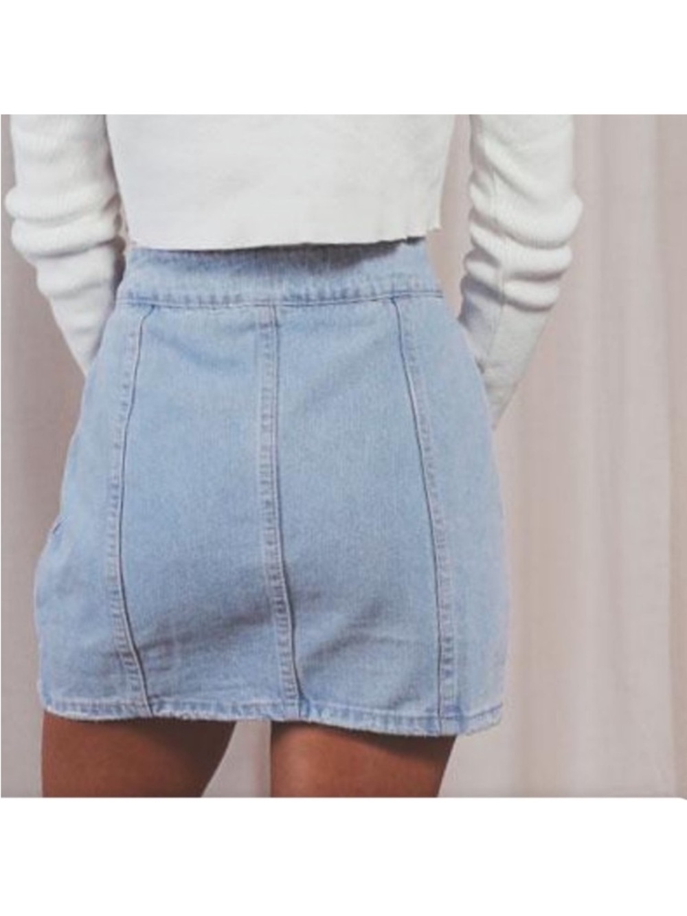 VICI Buckle Up western Denim Mini Skirt with belt - Washed Denim, M - Picture 2 of 8